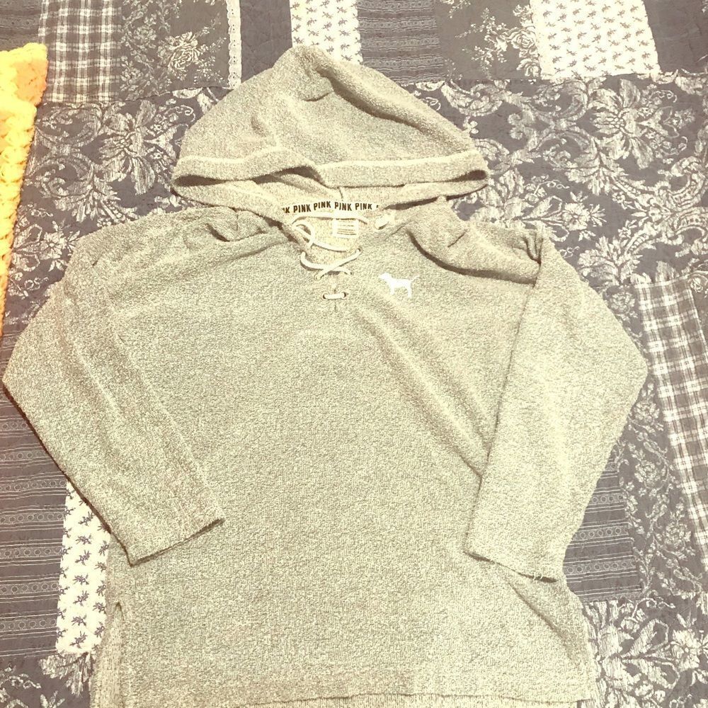 COPY - Pink Victoria’s Secret light blue grey hoodie Amal